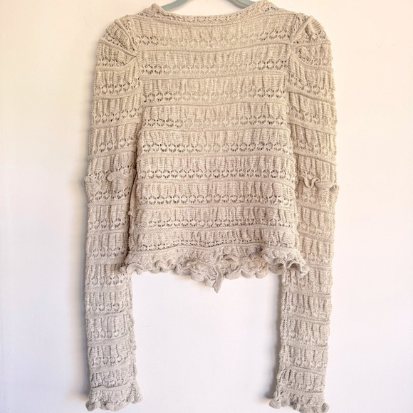 Free People Wild Roses Cardi Ruffle Soft Girl Boho Knit Cardigan Sweater Size M - Picture 5 of 11